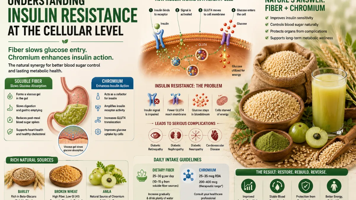 Dietary fiber and chromium working in cellular insulin receptors